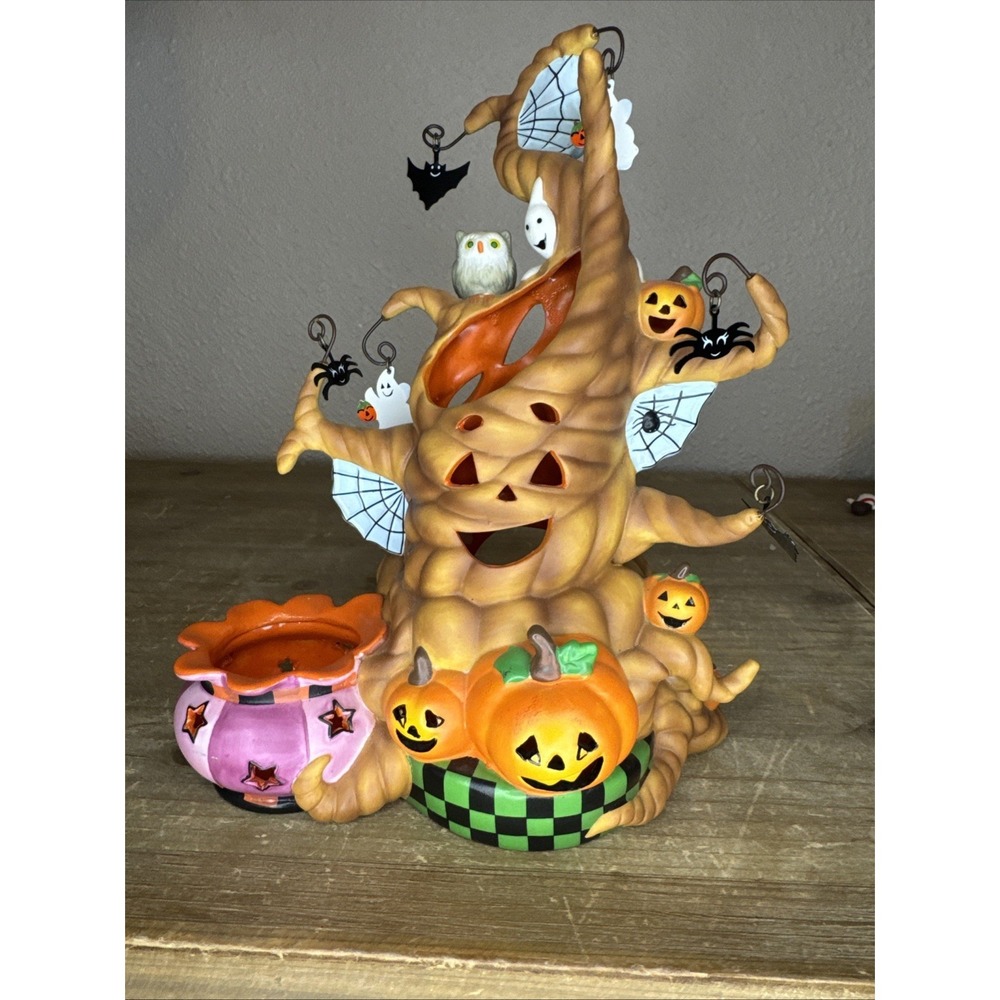 PartyLite HAUNTED TEALIGHT TREE Candle Spooky Cute Halloween Decor Retired